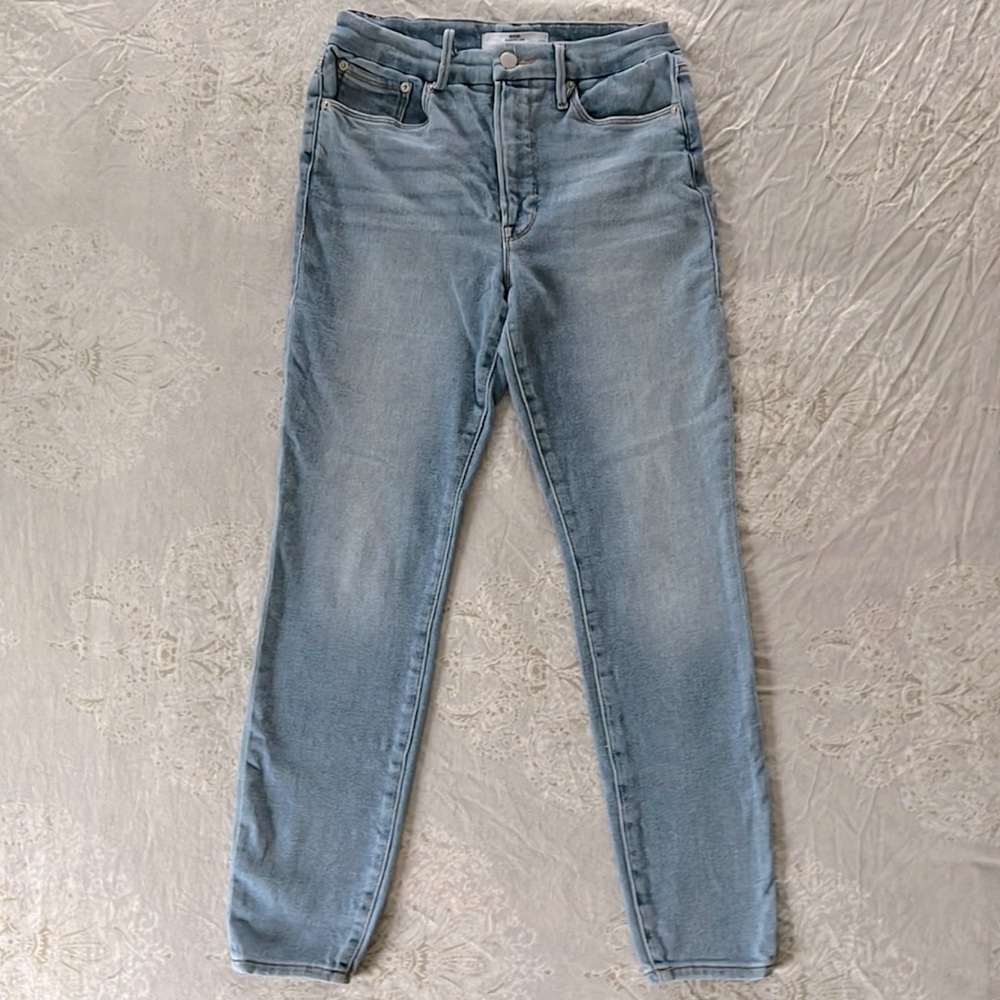 Women’s Good American for Zara High Rise Skinny Straight Light Wash Jeans Sz 4